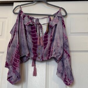 Style Rack Purple Tie-Dye Off-Shoulder Blouse